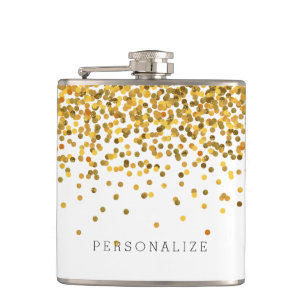 Gold Confetti Hip Flask