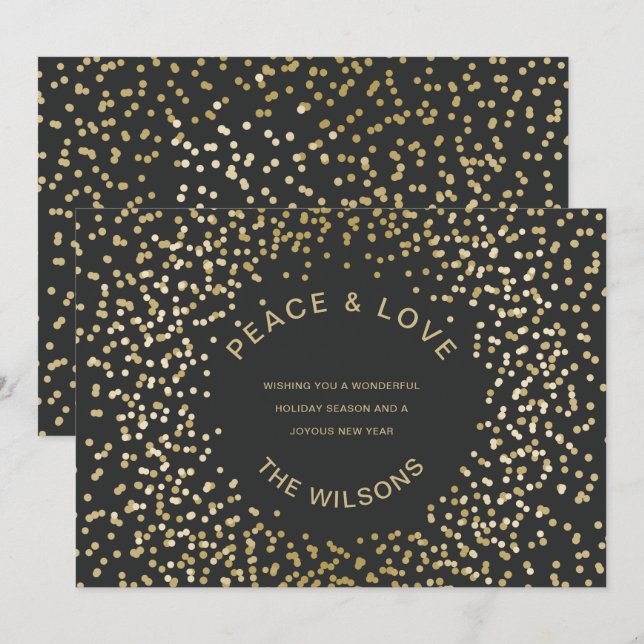 Gold Confetti Holiday Greeting Invitation (Front/Back)