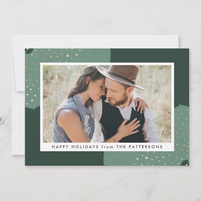 Gold Confetti | Holiday Photo Card (Front)