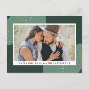 Gold Confetti   Holiday Photo Postcard