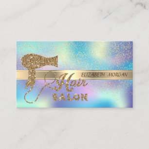 Gold Confetti,Holographic,Glitter Hairdrayer Business Card