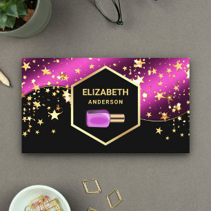 Gold Confetti Hot Pink Nail Polish Manicurist Business Card
