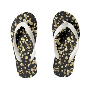 Gold confetti kid's flip flops
