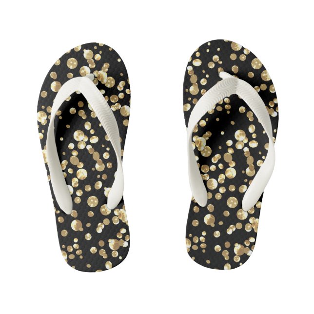 Gold confetti kid's flip flops (Footbed)
