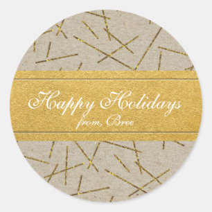 Gold Confetti Kraft Paper Rustic Holiday Stickers