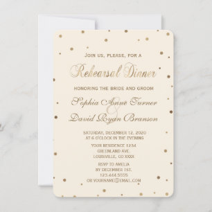 Gold Confetti Love Champagne Rehearsal Dinner Invitation
