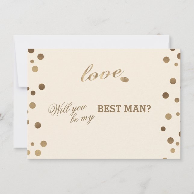Gold Confetti Love Champagne Wedding Best Man Invitation (Front)