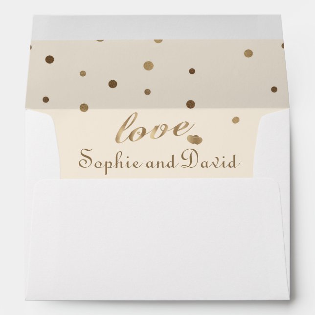 Gold Confetti Love Champagne Wedding Envelopes (Back (Bottom))