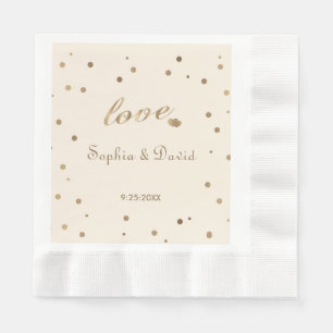 Gold Confetti Love Champagne Wedding Napkin
