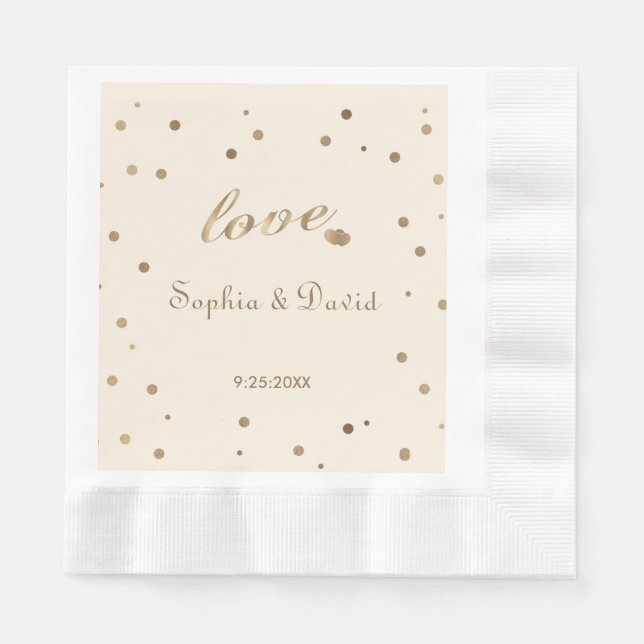Gold Confetti Love Champagne Wedding Napkin (Front)