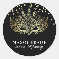 Gold Confetti Masquerade Sweet 16 Party