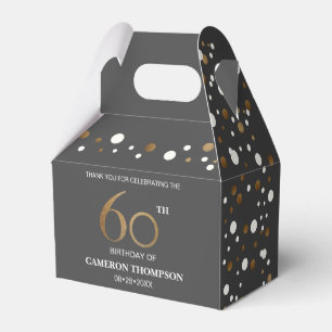 Gold Confetti Mod Grey 60th birthday Custom Favour Box