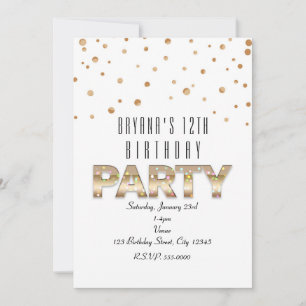 Gold & Confetti Modern Birthday Party Invitations