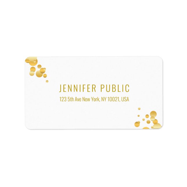 Gold Confetti Modern Simple White Template Elegant Label (Front)