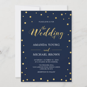 Gold Confetti   Modern Typography Wedding Ceremony Invitation