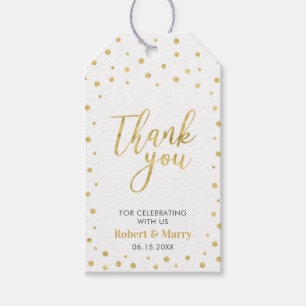 Gold Confetti Modern Wedding Thank you Tag