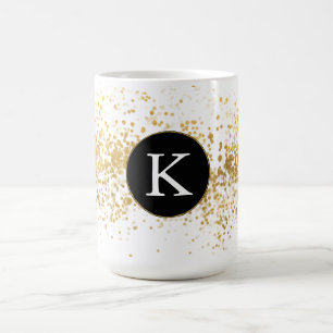 Gold Confetti Monogram Coffee Mug