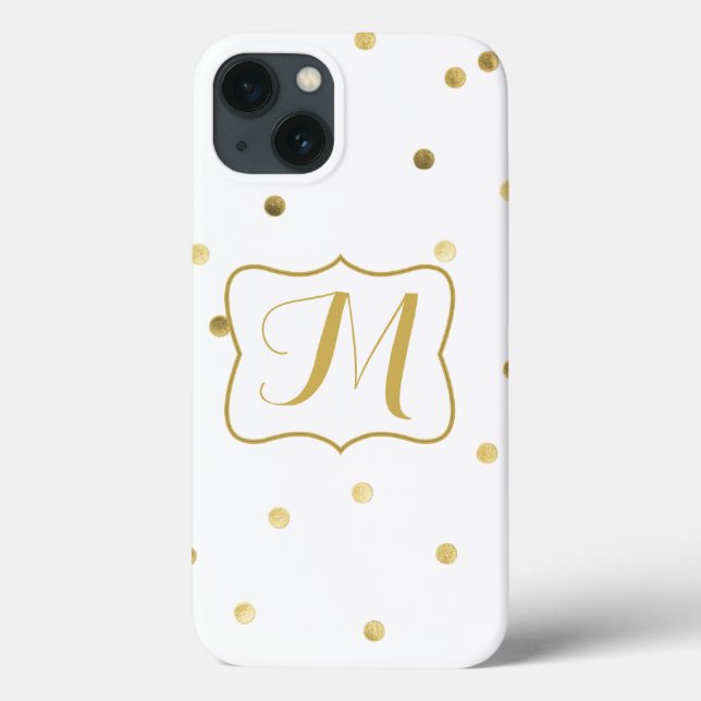 Gold Confetti Monogram Samsung Galaxy Note S4 Case (Back)