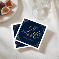 Gold Confetti Navy Blue I Do BBQ Engagement Party