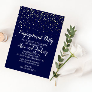Gold Confetti Navy Engagement Party Gold