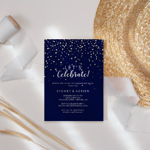 Gold Confetti Navy Let's Celebrate Party Gold