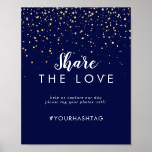 Gold Confetti   Navy Share the Love Sign