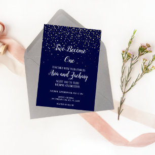 Gold Confetti Navy Two Become One Wedding