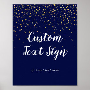 Gold Confetti   Navy Wedding Custom Text Sign