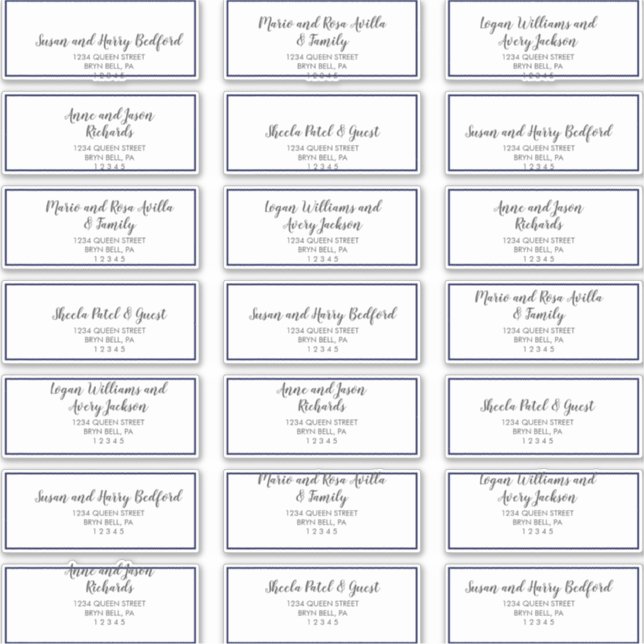 Gold Confetti | Navy Wedding Guest Address Labels (Front)