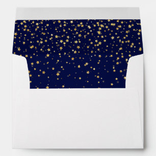 Gold Confetti Navy Wedding Invitation Envelope