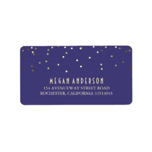Gold Confetti Navy Wedding Label
