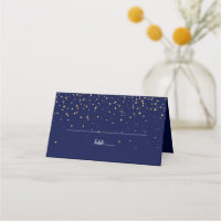 Gold Confetti | Navy Wedding Place Card