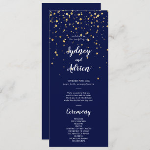 Gold Confetti   Navy Wedding Program Programme