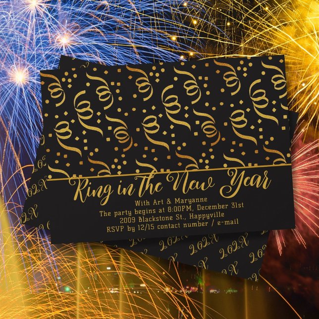 Gold Confetti New Years Eve Party Invitation (Creator Uploaded)