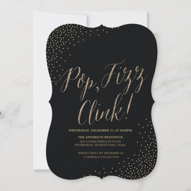 Gold Confetti New Years Eve Party Invitation (Front)