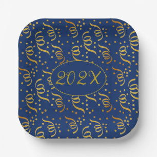 Gold Confetti New Years Eve Party Plates Dated