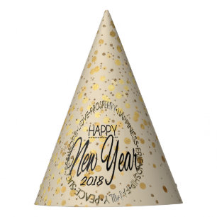 Gold Confetti New Years Party Hat