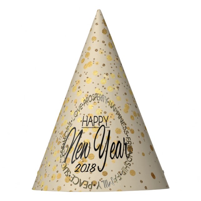 Gold Confetti New Years Party Hat (Front)