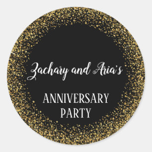 Gold Confetti on Black Anniversary Envelope Seals