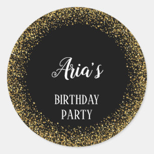 Gold Confetti on Black Birthday Envelope Seals