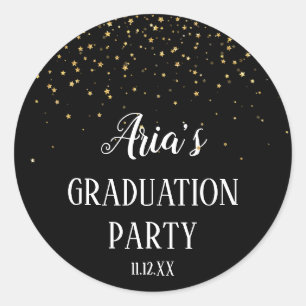 Gold Confetti on Black Graduation Envelope Seals