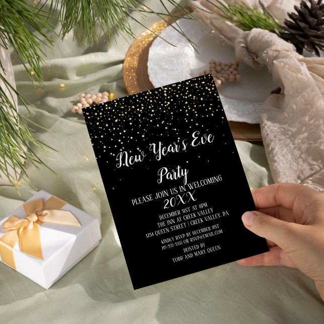 Gold Confetti on Black New Year's Eve Party Gold (Creator Uploaded)