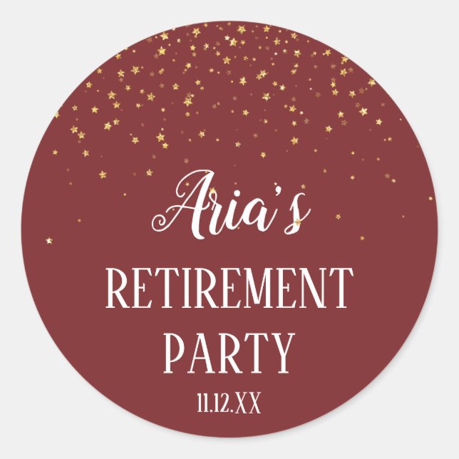 Gold Confetti on Burgundy Envelope Seal (Front)