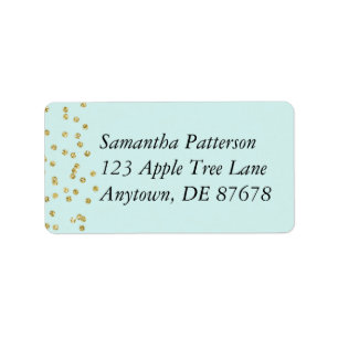 Gold Confetti on Mint Green Label