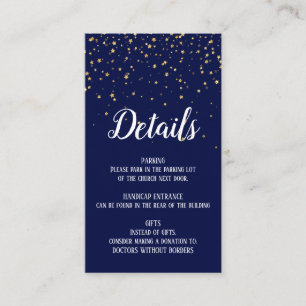 Gold Confetti on Navy Blue Details Insert Card