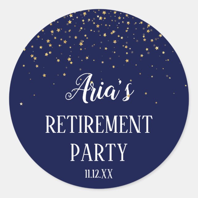 Gold Confetti on Navy Blue Envelope Seals (Front)