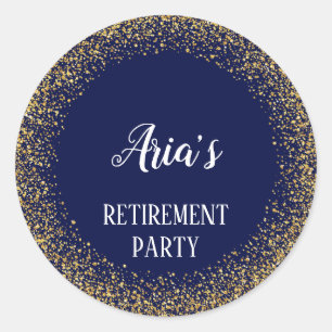 Gold Confetti on Navy Blue Party Envelope Seals