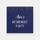 Gold Confetti on Navy Blue Party Napkins