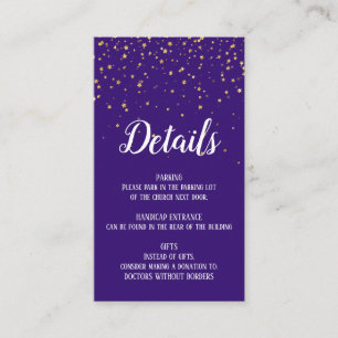Gold Confetti on Purple Details Insert Card