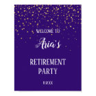 Gold Confetti on Purple Retirement Party Welcome